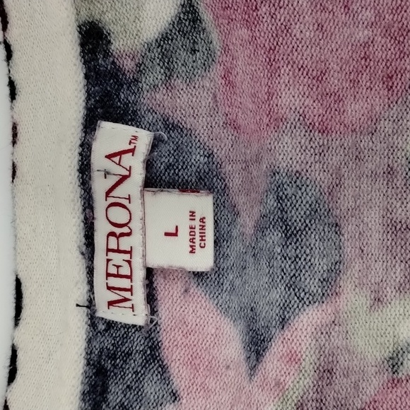 Merona women's large floral button cardigan pink/navy - Picture 7 of 10